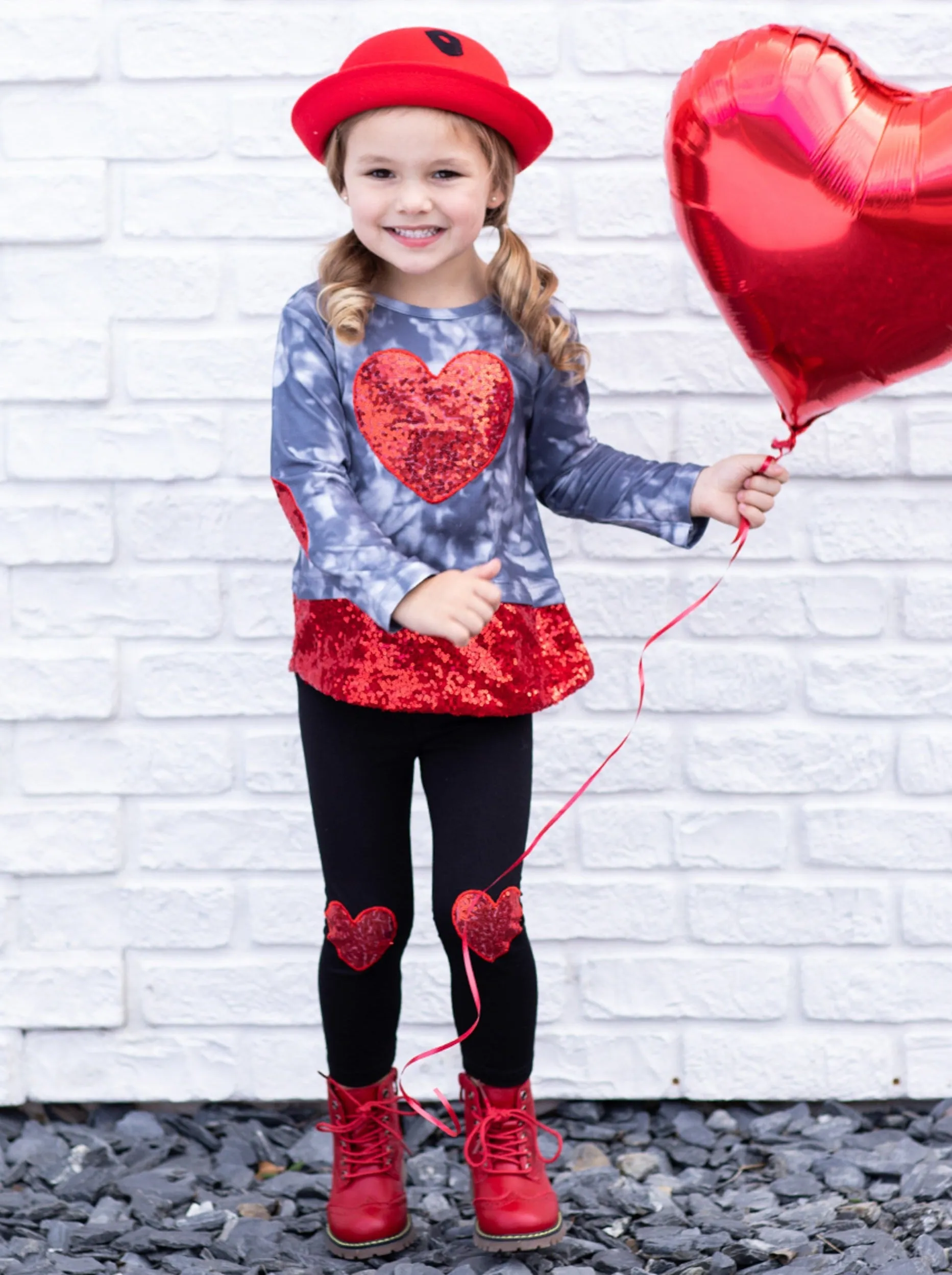 My Sparkling Heart Sequin Patched Legging Set