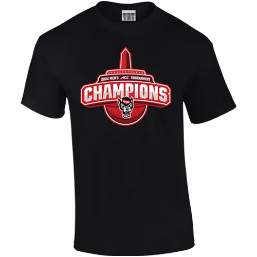 NC State Wolfpack TRT ACC Basketball 2024 Champions Black T-Shirt