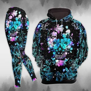 Neon Rainbow Skull Flower Combo Hoodie and Leggings