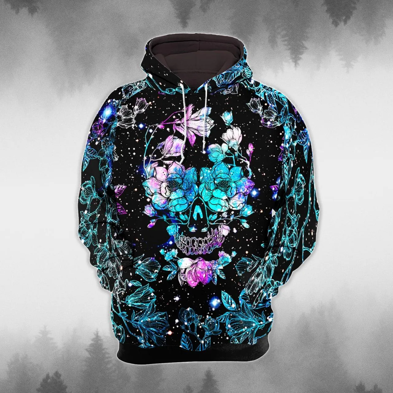 Neon Rainbow Skull Flower Combo Hoodie and Leggings