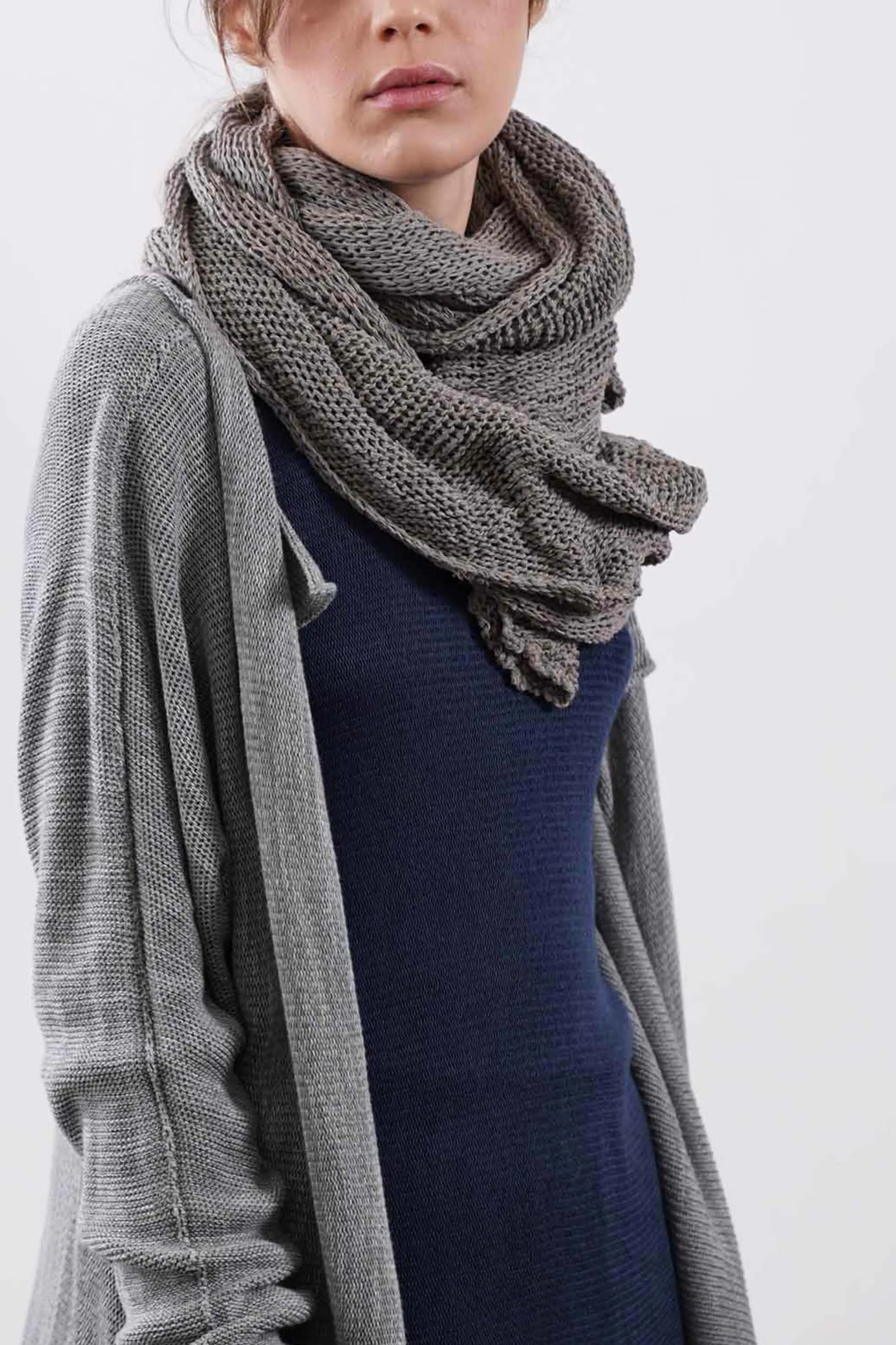 Open knit Cotton, Soy & Bamboo Prevo Scarf - Gray