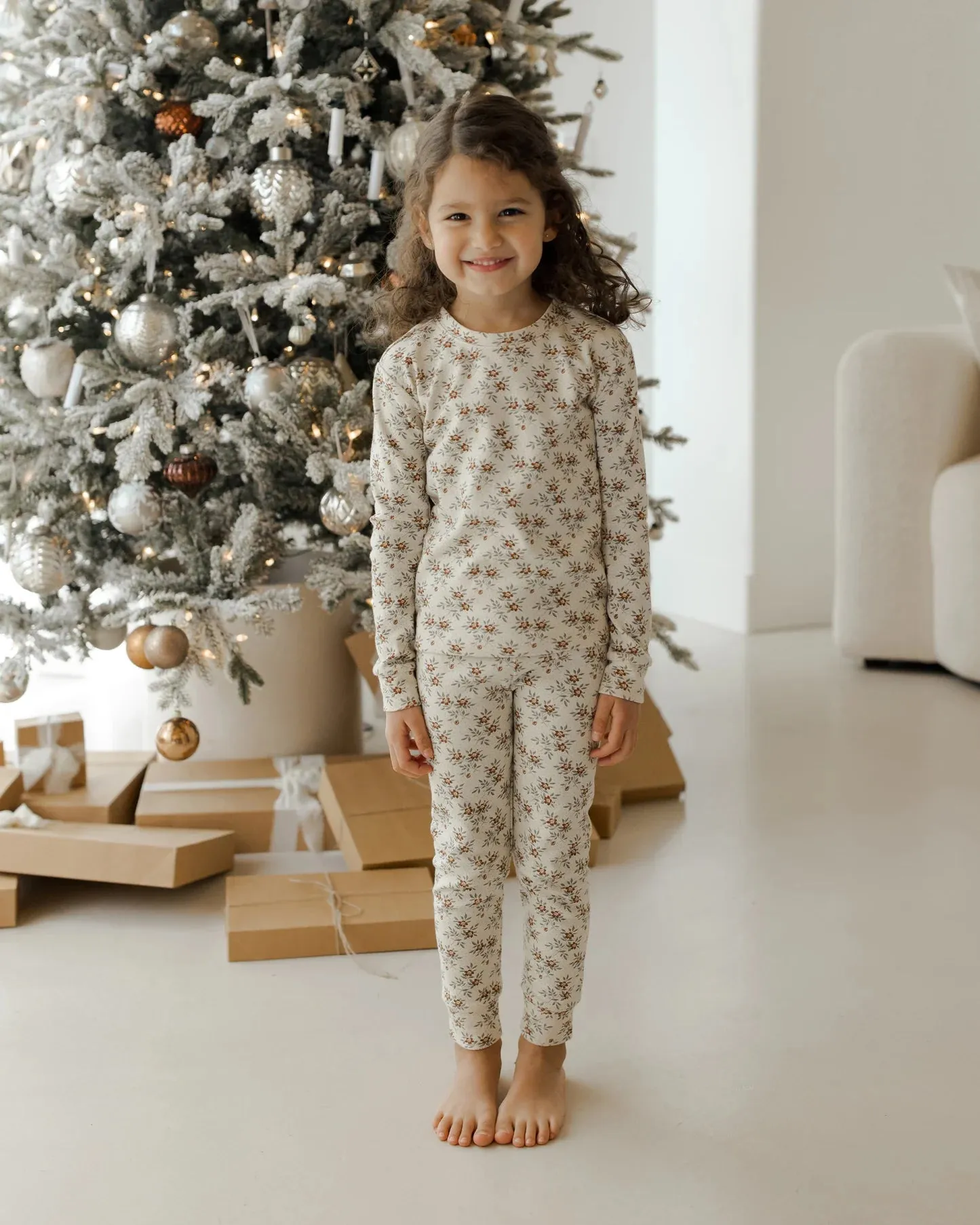 Organic Long Sleeve Pajama Set - Holiday Floral