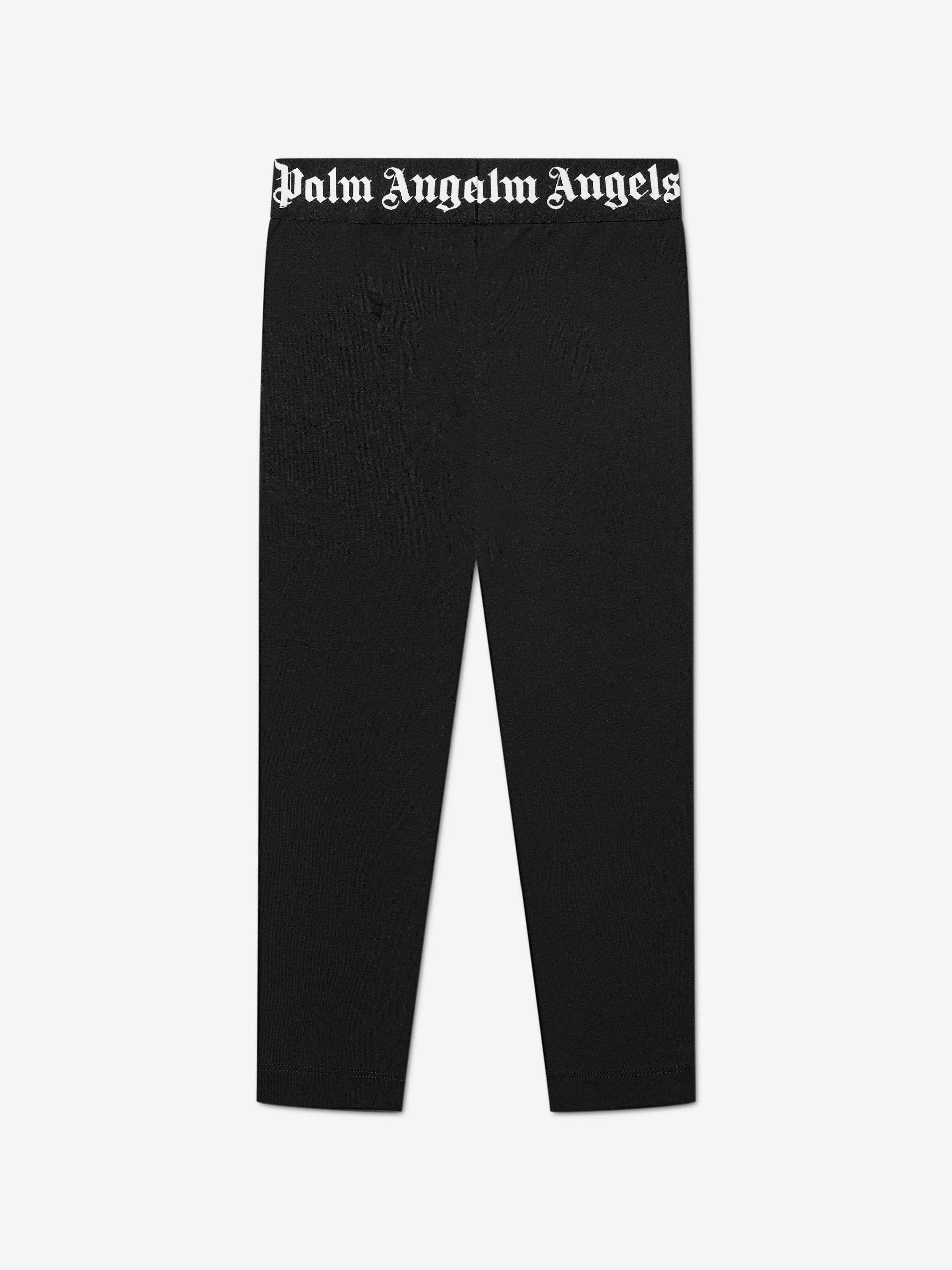 Palm Angels Girls Waistband Logo Leggings in Black