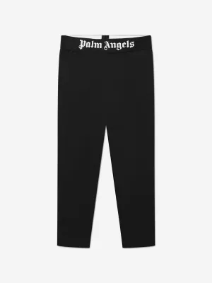 Palm Angels Girls Waistband Logo Leggings in Black