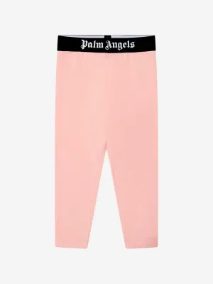 Palm Angels Girls Waistband Logo Leggings in Pink