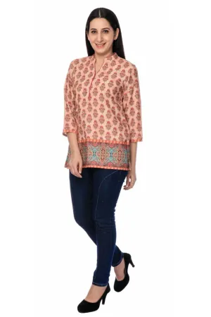 Peach Printed Modal Silk Tunic