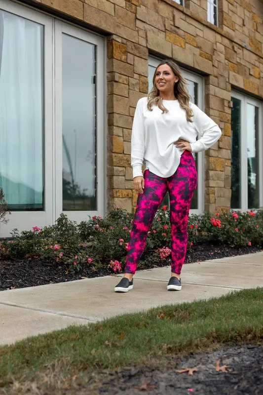 Pink and Black Tie Dye VDay Leggings