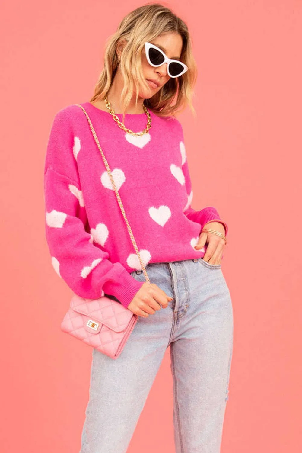 Pink Valentine Heart Sweater