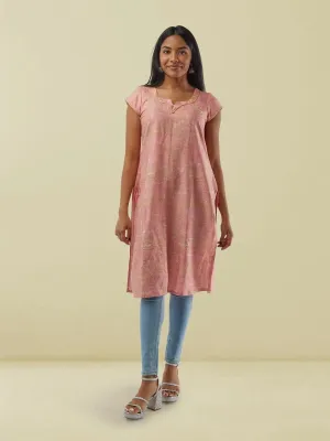 Pink with Gold Rayon Kurta  | Indian Kurtis for Women | Indo Western Dress