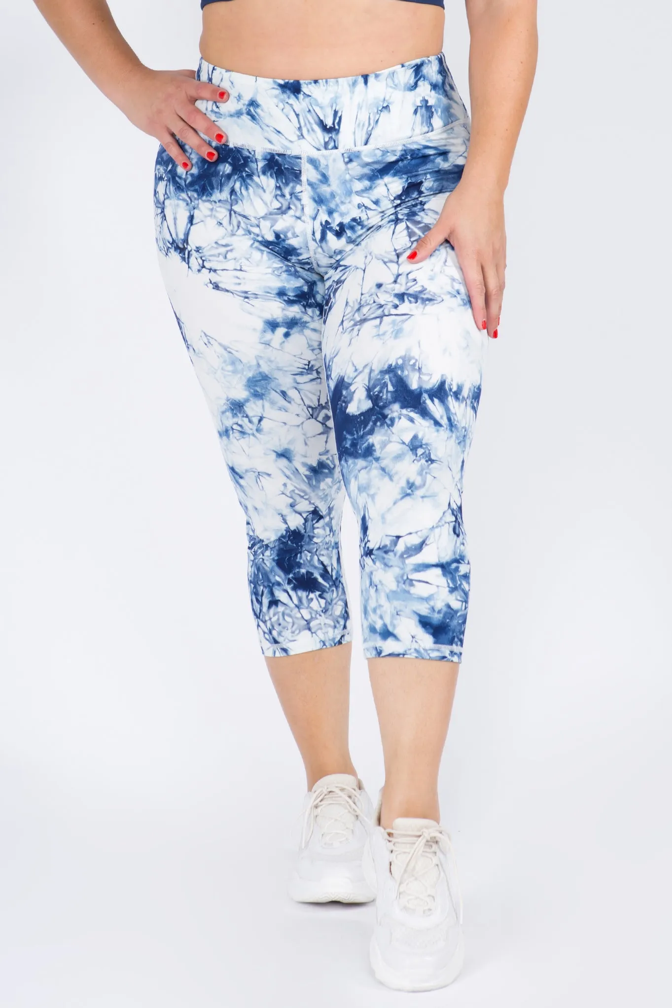 Plus Size Wild and Free Tie-Dye Print Active Capri Leggings