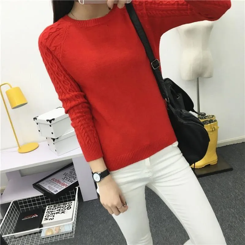 Pullover Solid Basic Knitted Sweater