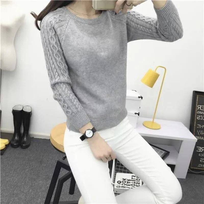 Pullover Solid Basic Knitted Sweater