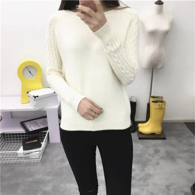 Pullover Solid Basic Knitted Sweater