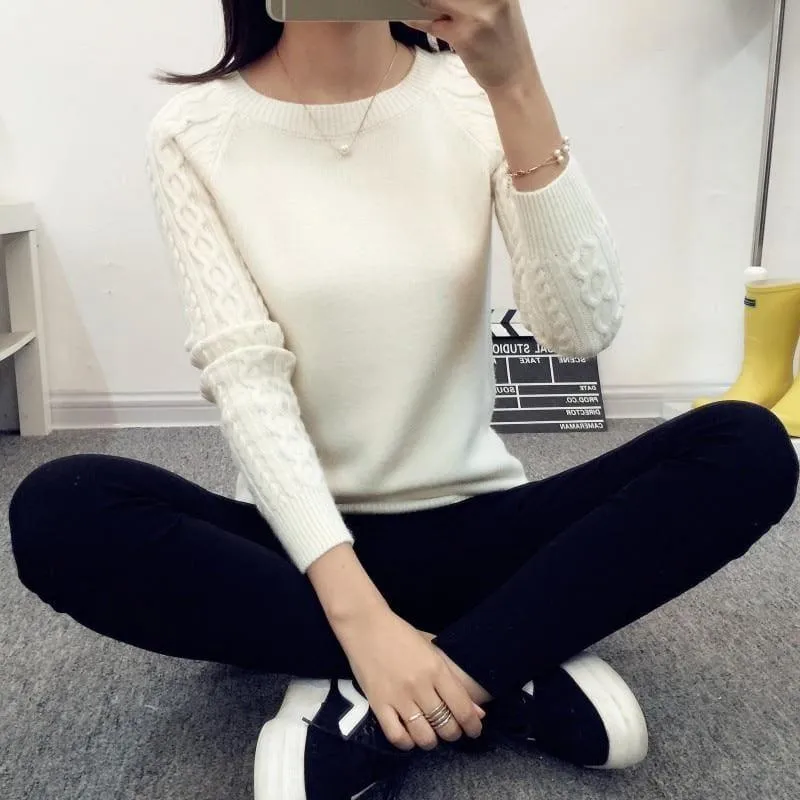 Pullover Solid Basic Knitted Sweater