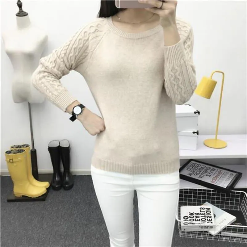 Pullover Solid Basic Knitted Sweater