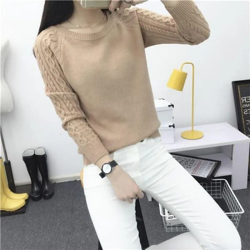 Pullover Solid Basic Knitted Sweater