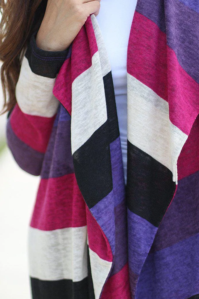 Purple Color Block Cardigan