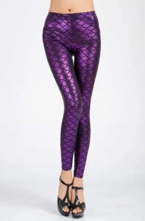 Purple Mermaid Scale Leggings