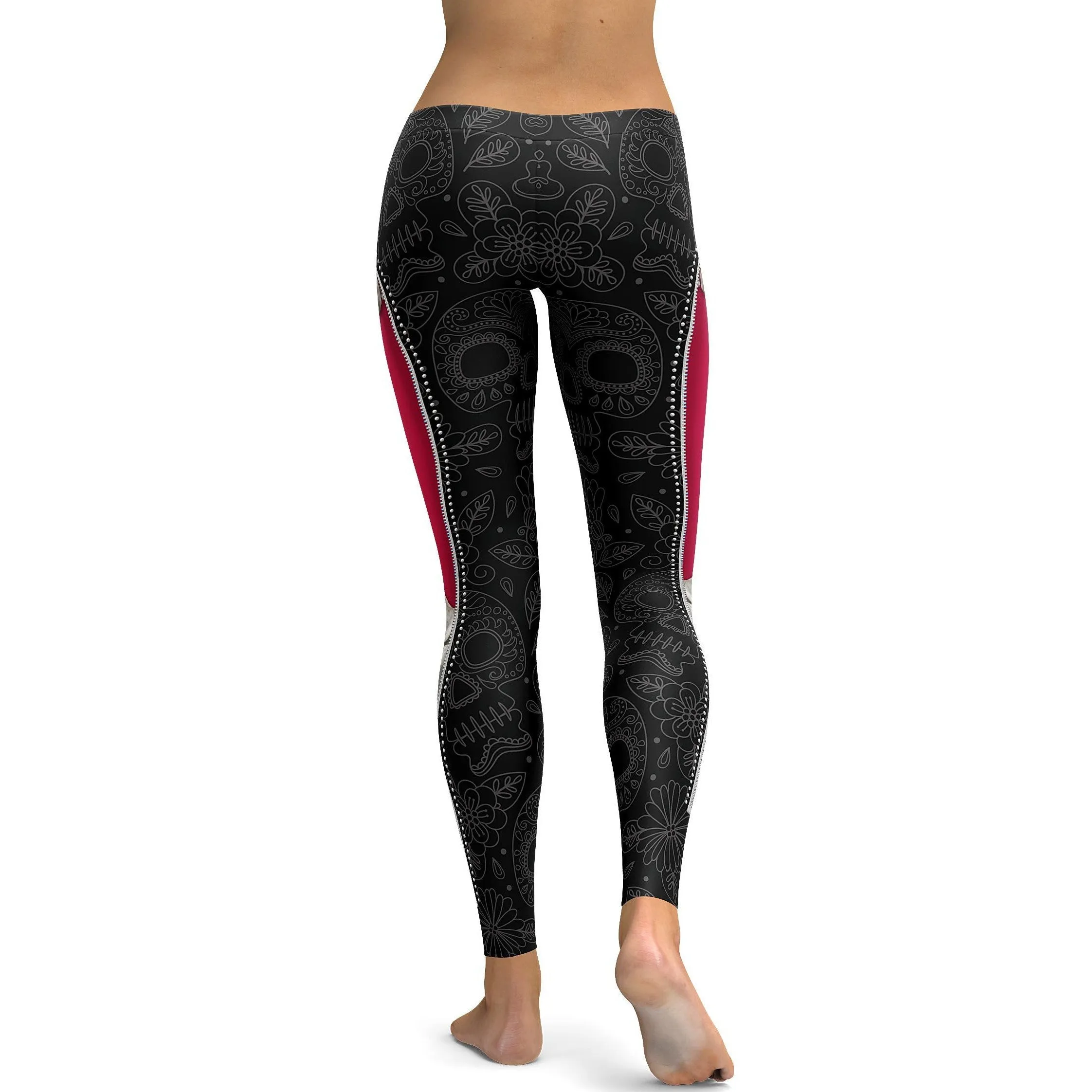 Realistic Skeleton with Black Zipper Leggings