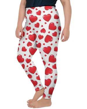 Red Heart Shaped Balloons Plus Size Leggings