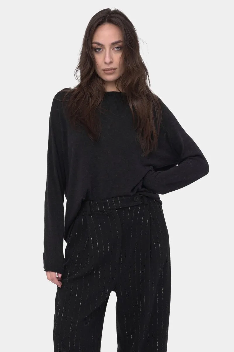 Round Neck Raw Edge Sweater