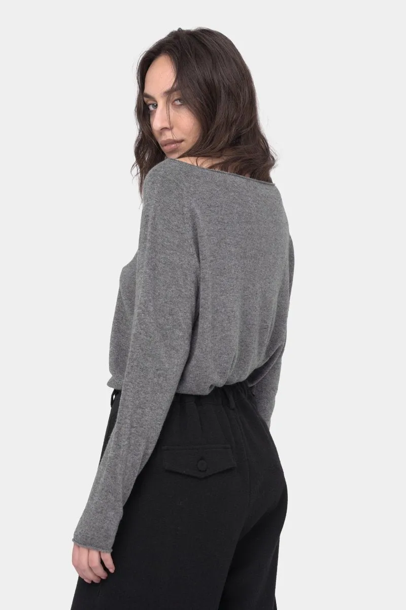 Round Neck Raw Edge Sweater