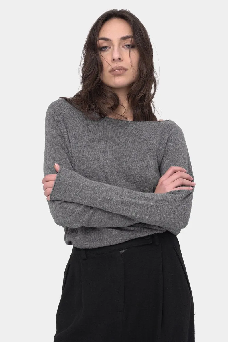 Round Neck Raw Edge Sweater