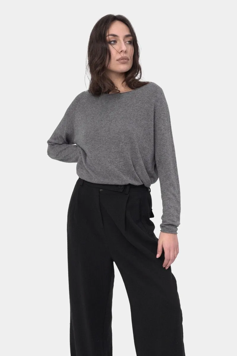 Round Neck Raw Edge Sweater