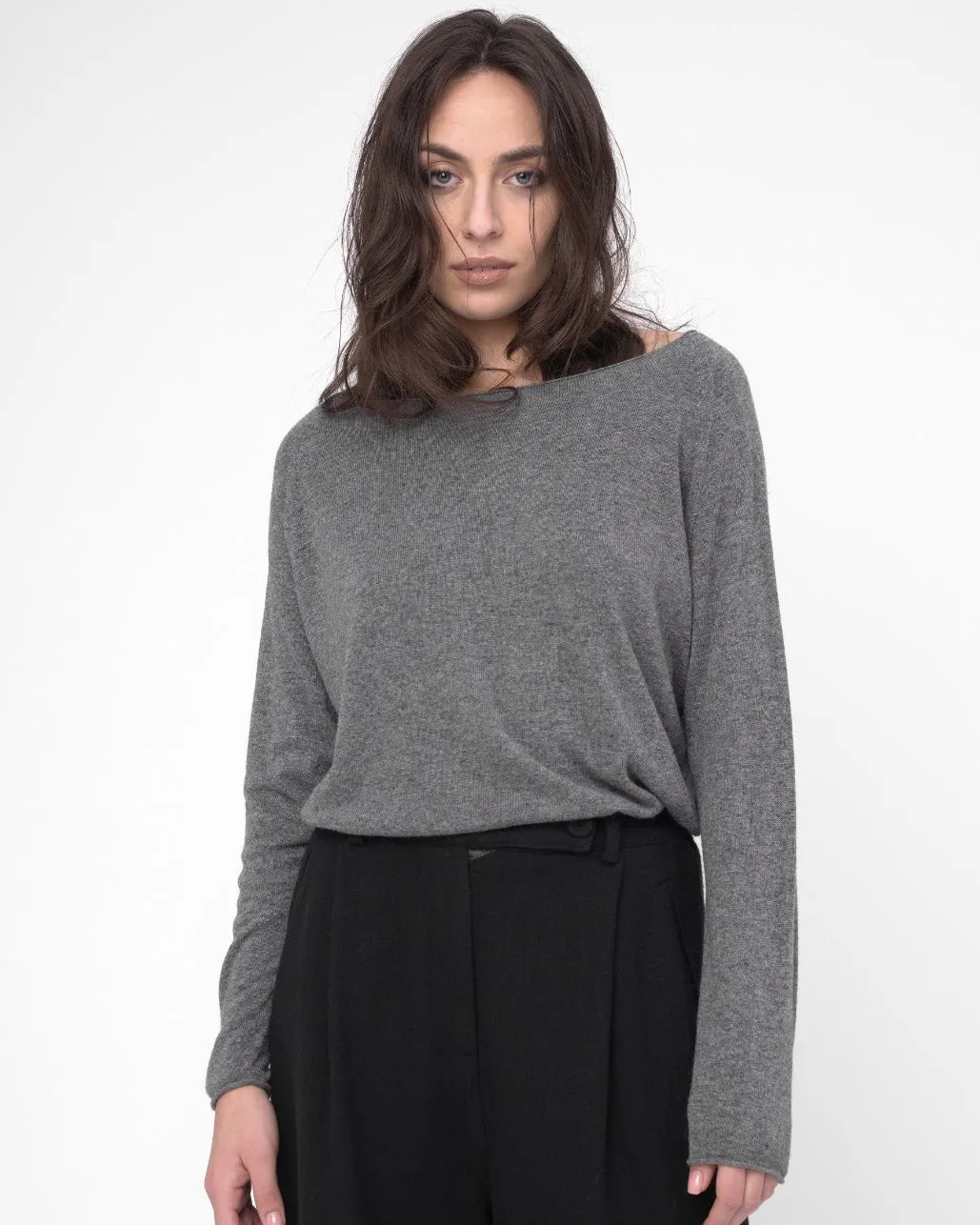 Round Neck Raw Edge Sweater