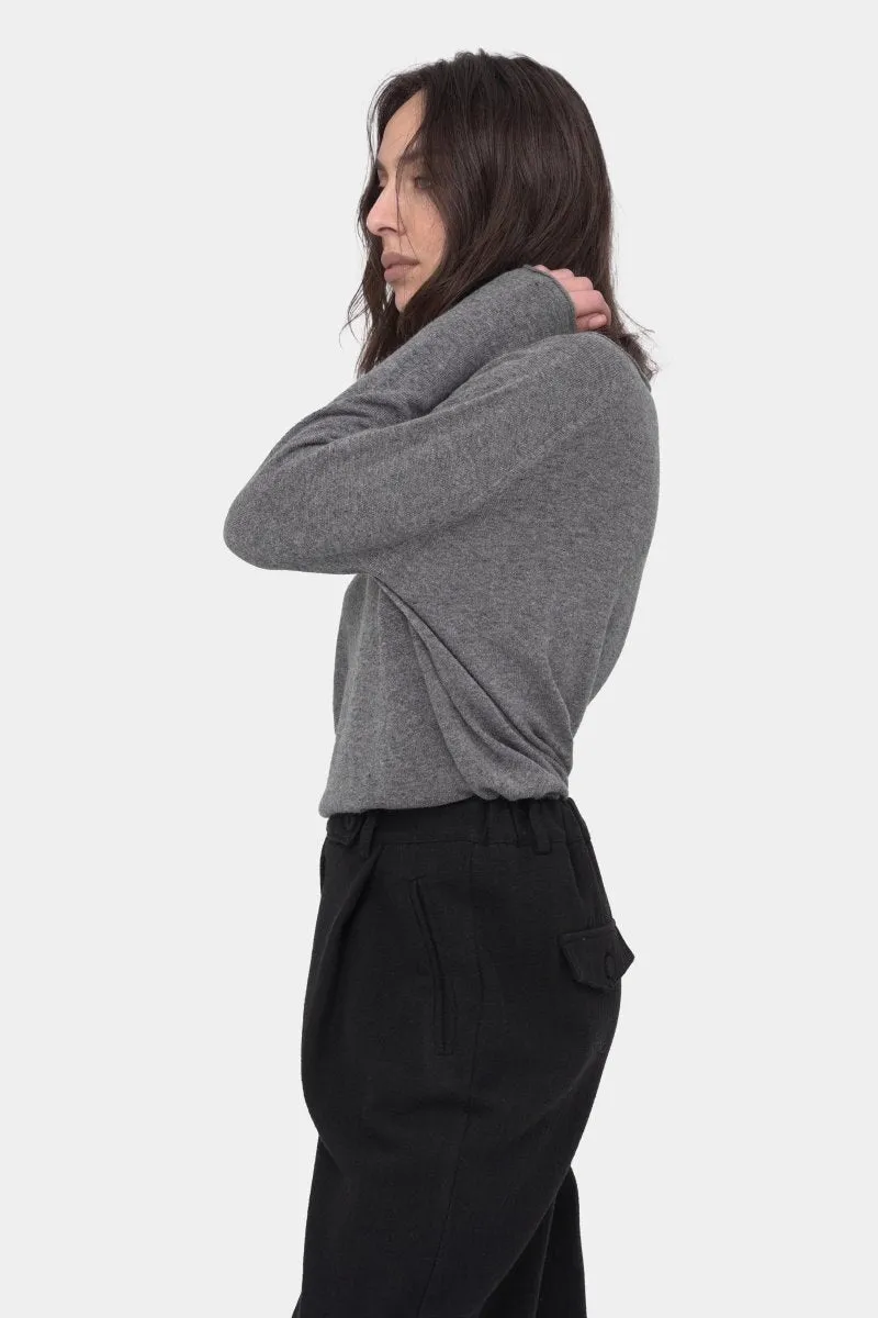 Round Neck Raw Edge Sweater