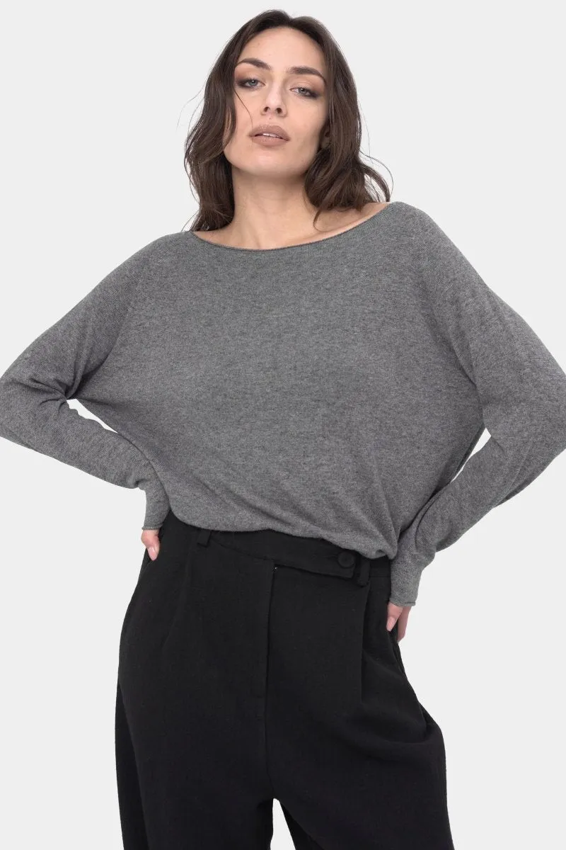 Round Neck Raw Edge Sweater