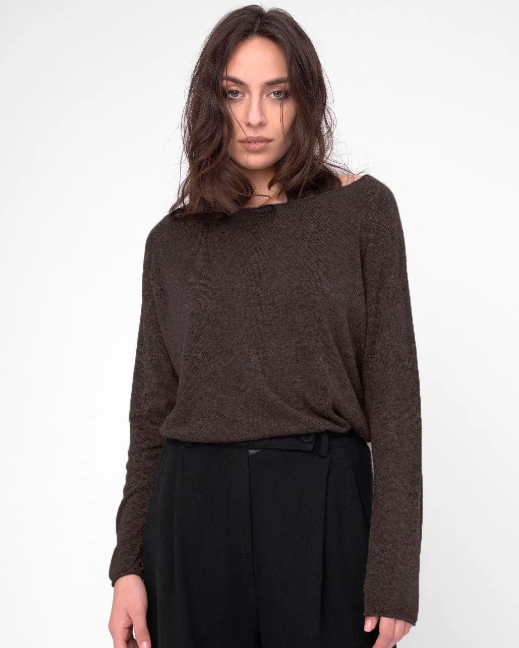 Round Neck Raw Edge Sweater