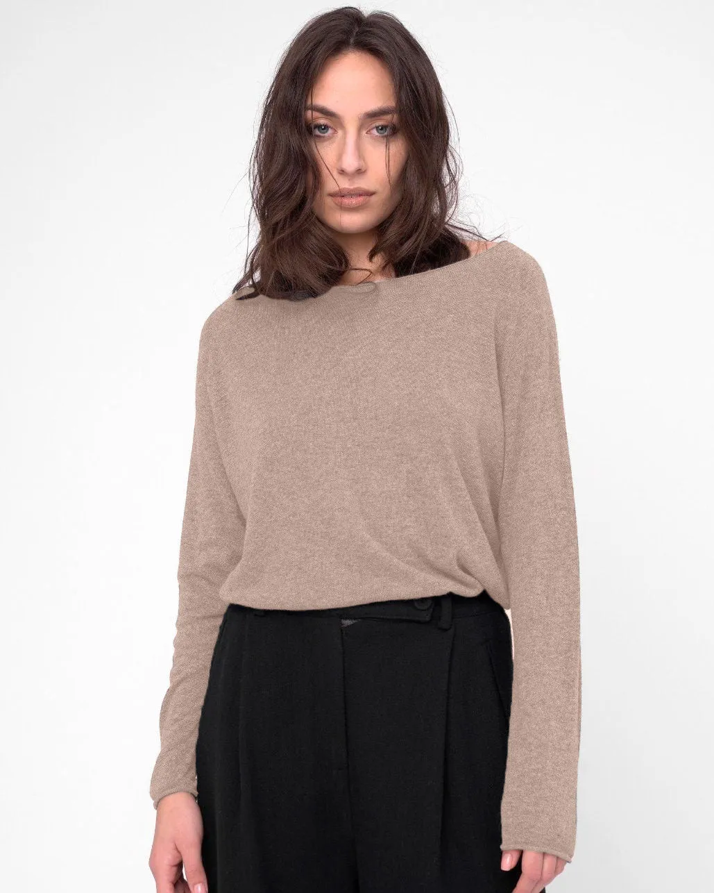 Round Neck Raw Edge Sweater