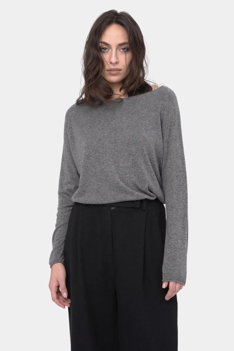 Round Neck Raw Edge Sweater