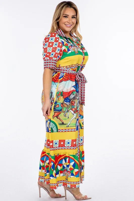 Royal Curves Carretto Print Maxi Dress