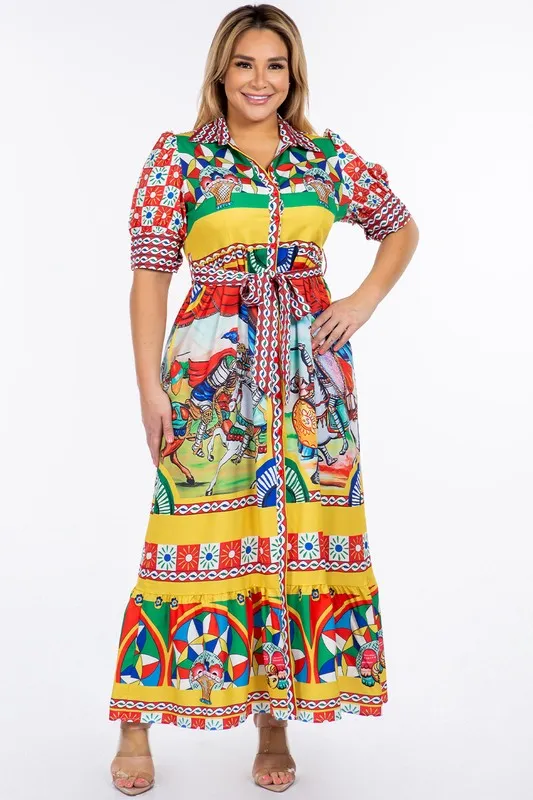 Royal Curves Carretto Print Maxi Dress