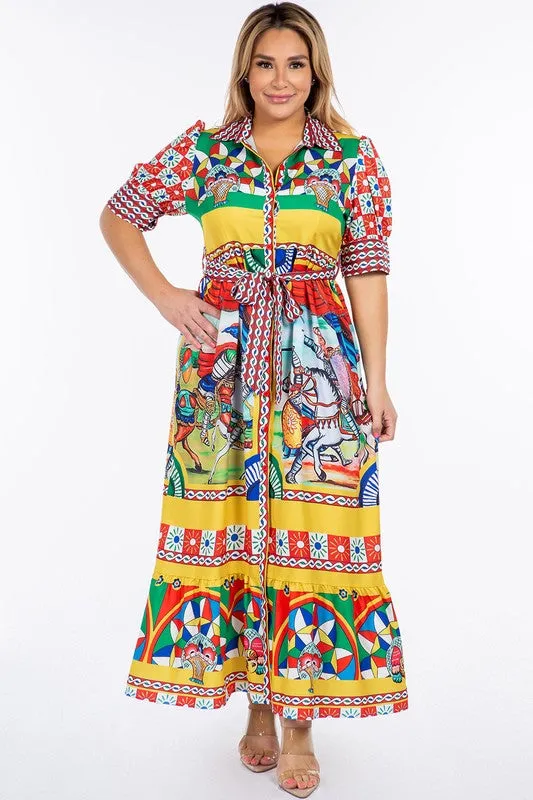 Royal Curves Carretto Print Maxi Dress