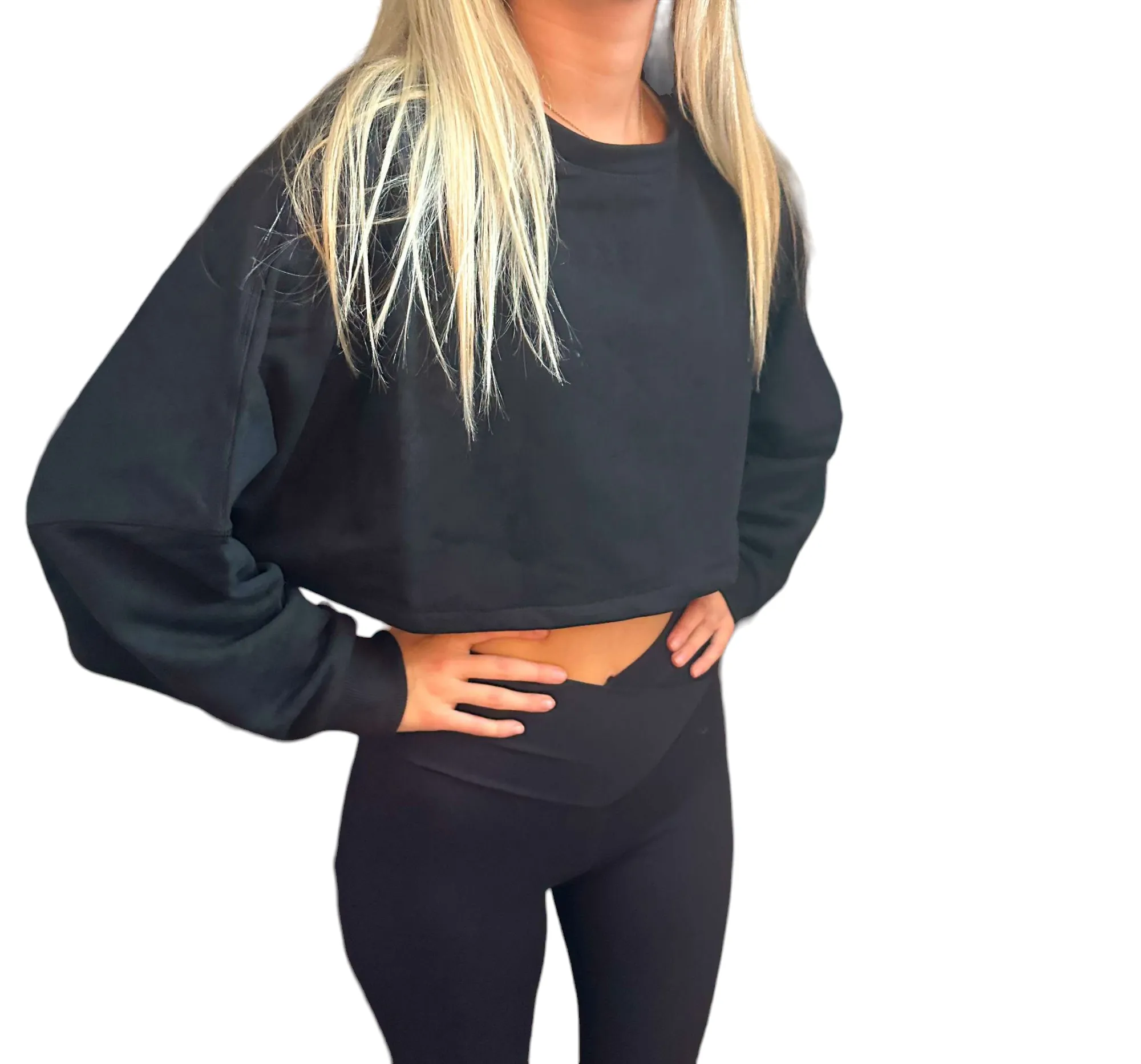 Sadie Charcoal Chic: Cropped Mineral Wash Sweatshirt