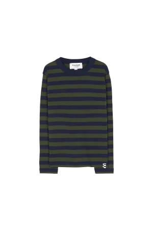 SAILING Navy / New Khaki Stripes - Long Sleeve T-Shirt