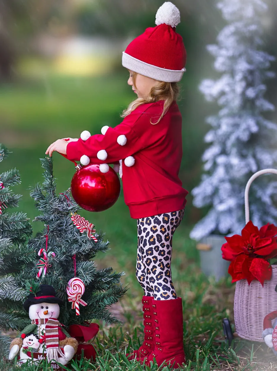 Santa Fierce Pom-Pom Sweater And Legging Set