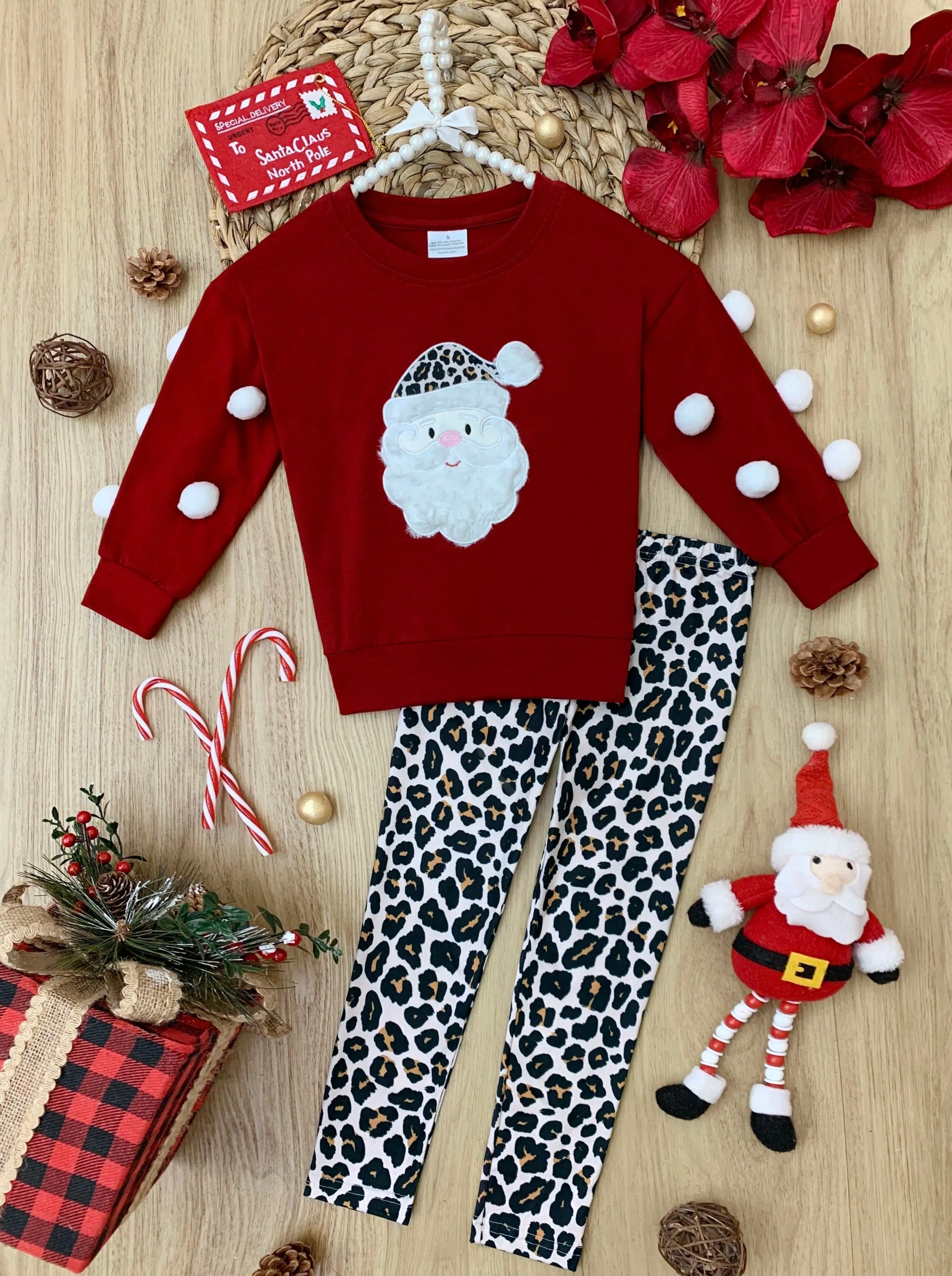 Santa Fierce Pom-Pom Sweater And Legging Set