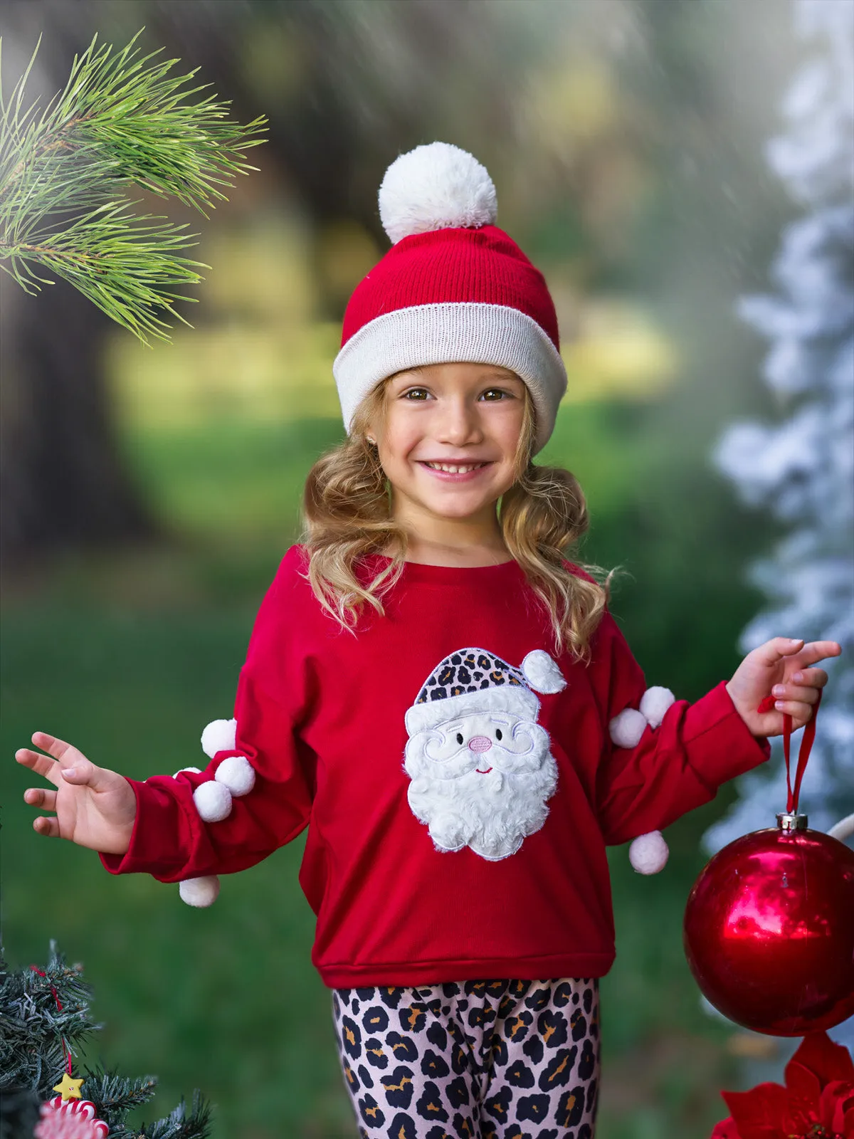 Santa Fierce Pom-Pom Sweater And Legging Set