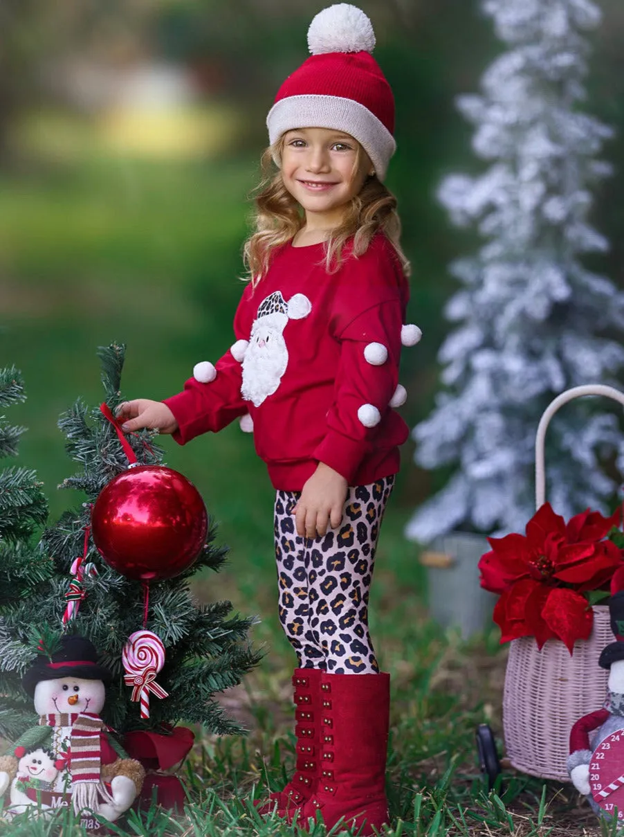 Santa Fierce Pom-Pom Sweater And Legging Set