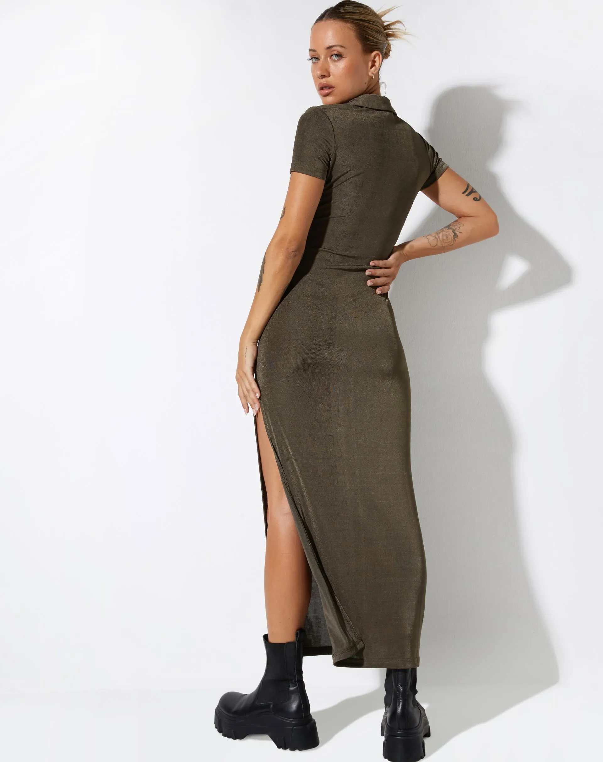 Savita Maxi Dress in Dark Olive