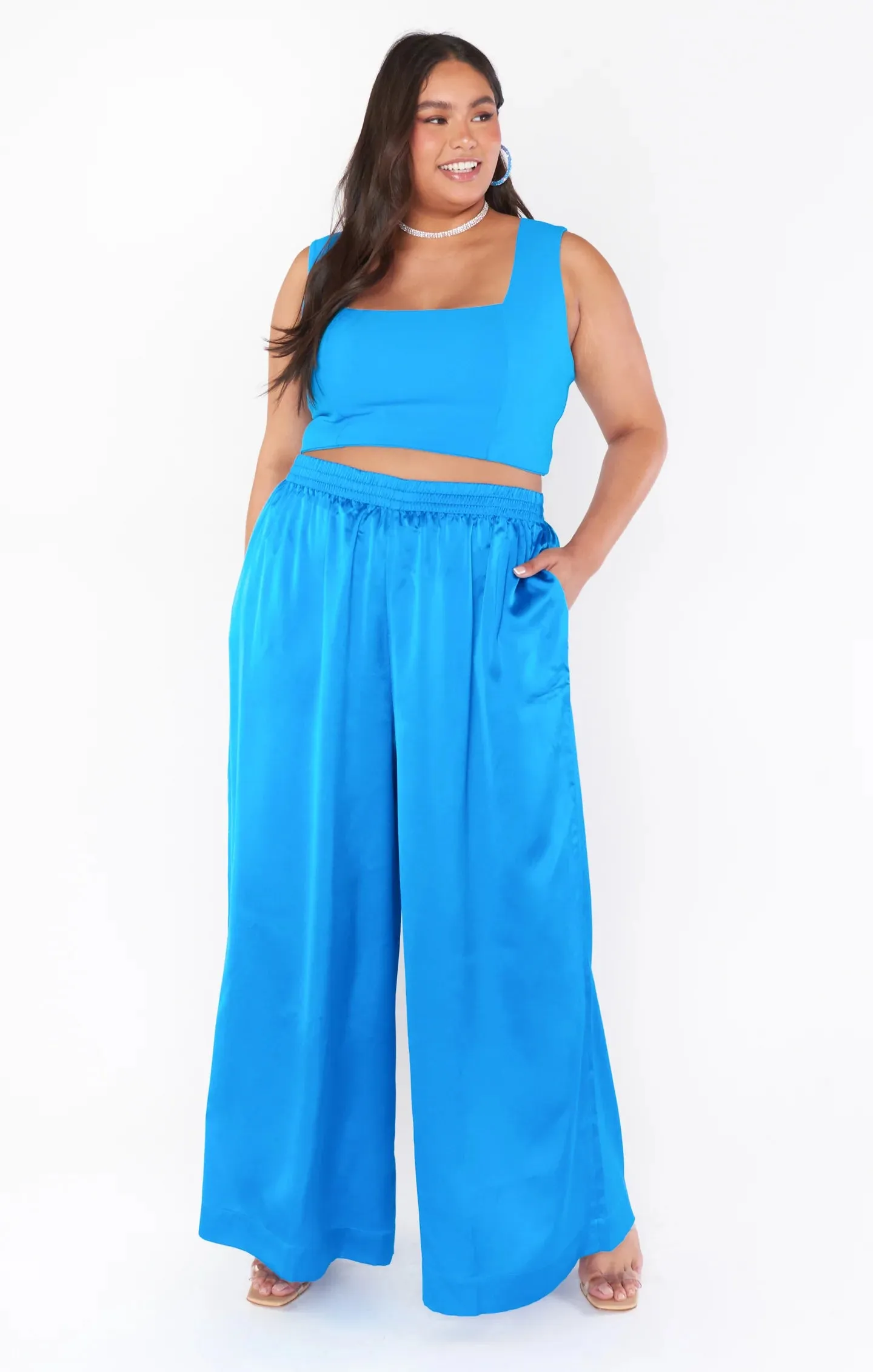 Show Me Your Mumu Irwin Pants Blue Luxe Satin