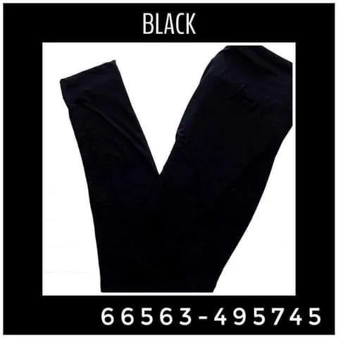 Single Solid Black Leggings: Solid Black Brushed DTY