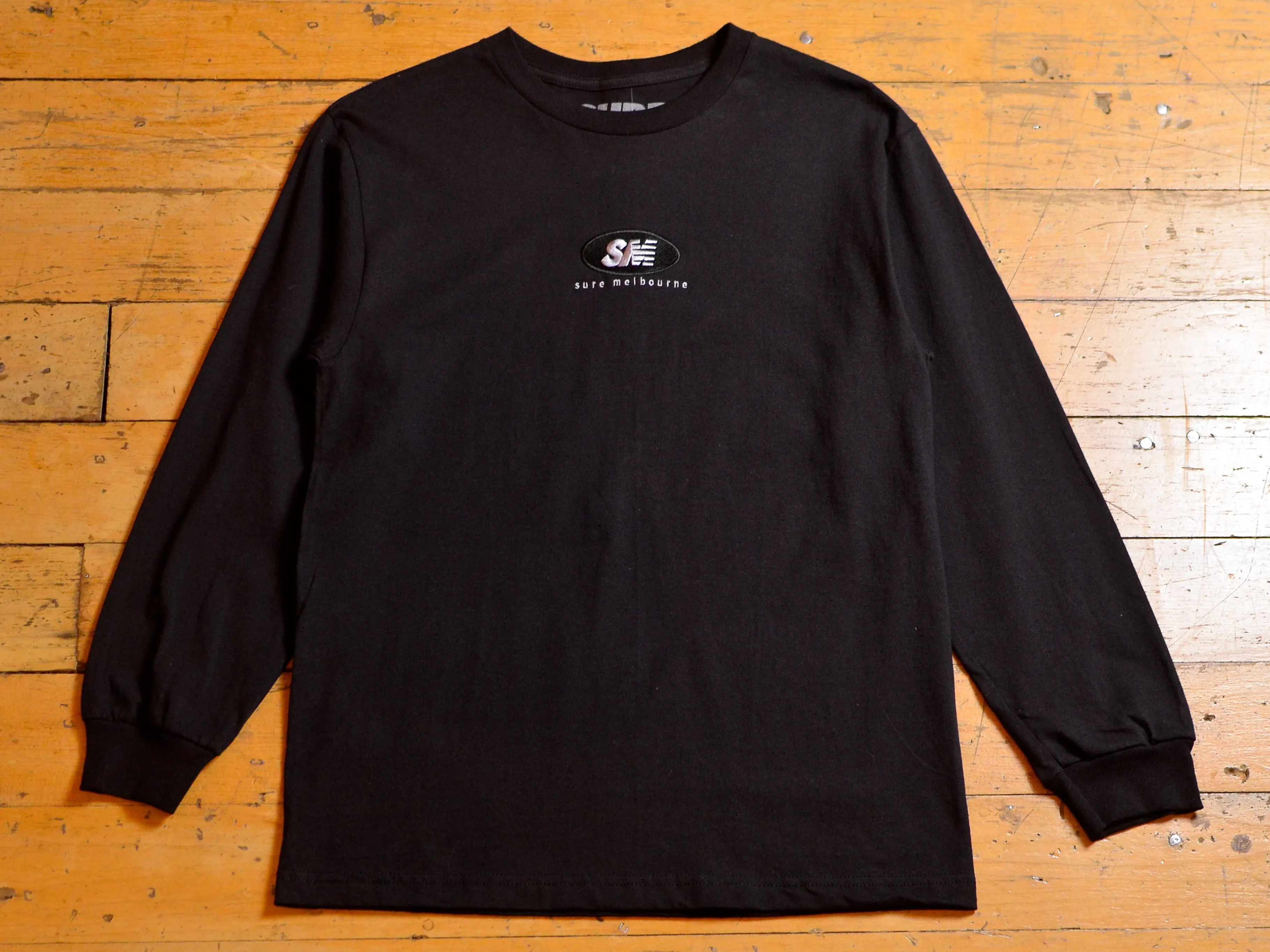 SM Oval Embroidered Long Sleeve T-Shirt - Black