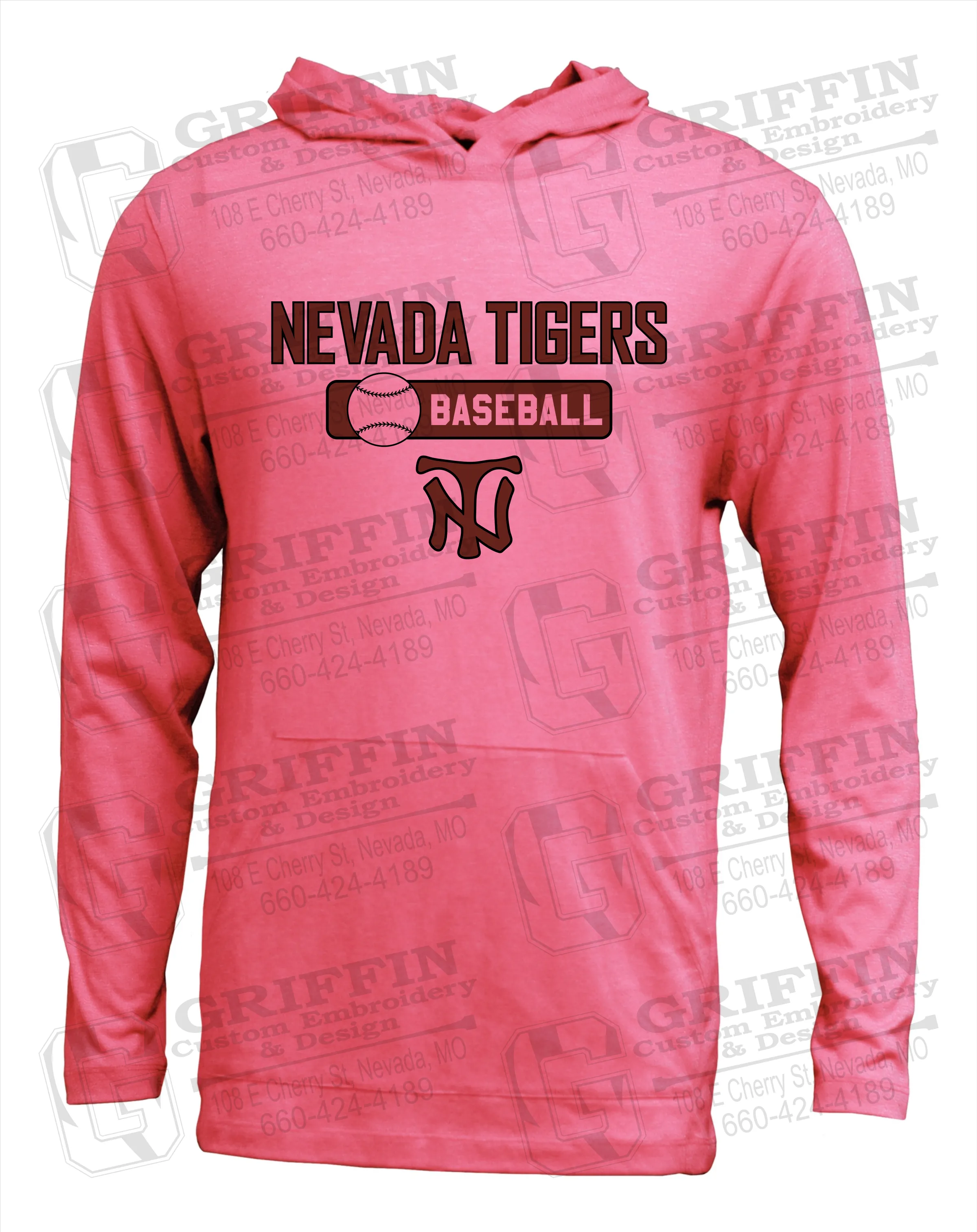 Soft-Tek T-Shirt Hoodie - Baseball - Nevada Tigers 24-S