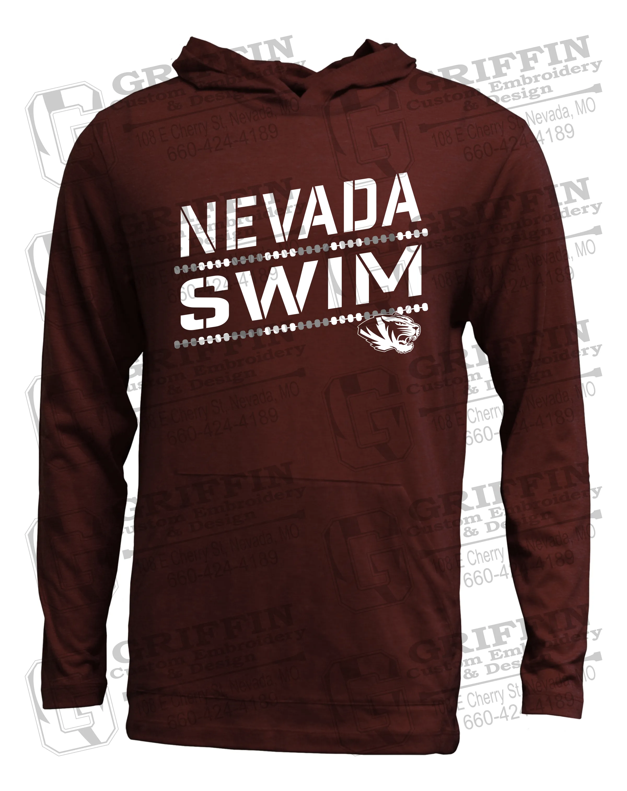 Soft-Tek T-Shirt Hoodie - Swimming - Nevada Tigers 25-O