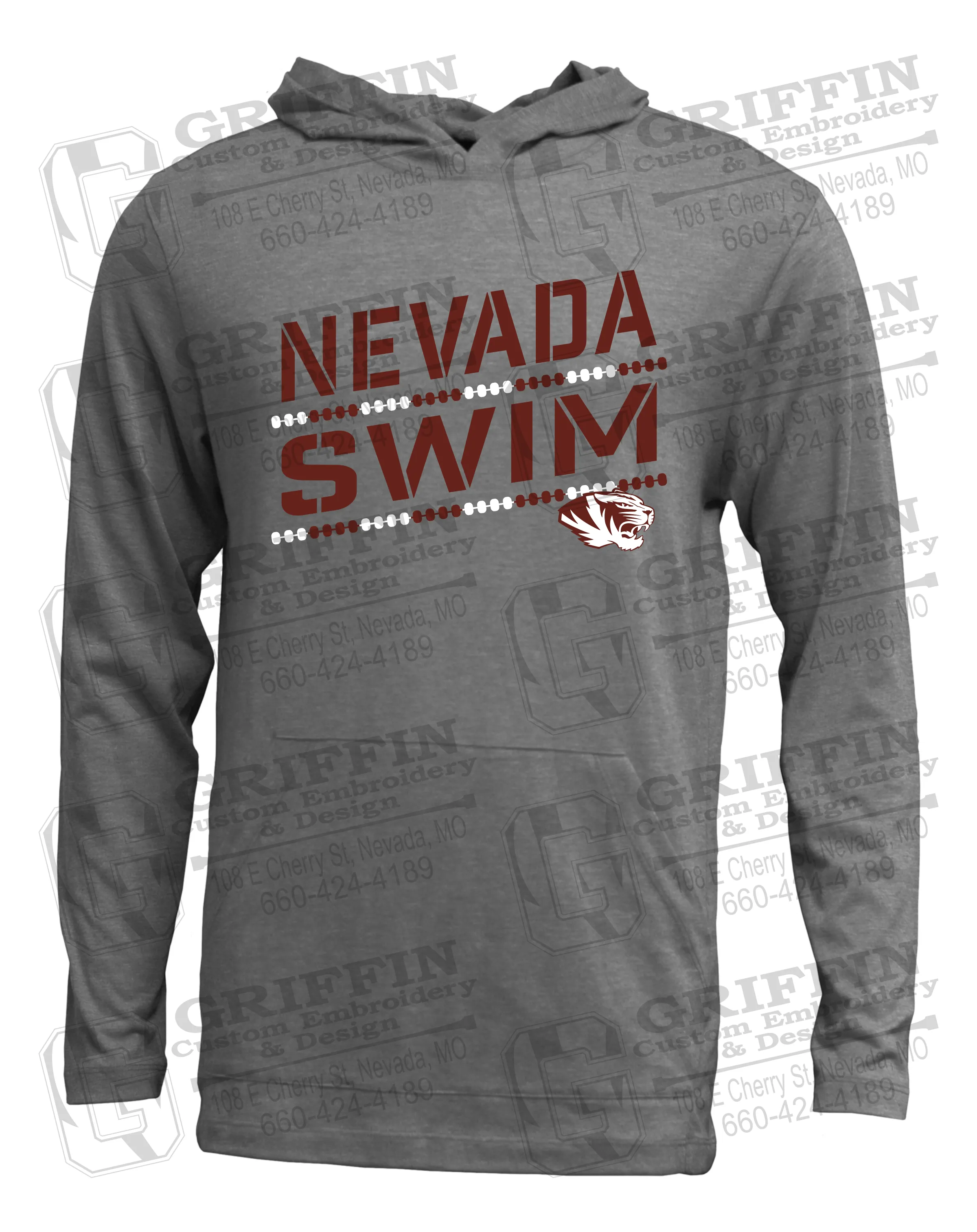 Soft-Tek T-Shirt Hoodie - Swimming - Nevada Tigers 25-O